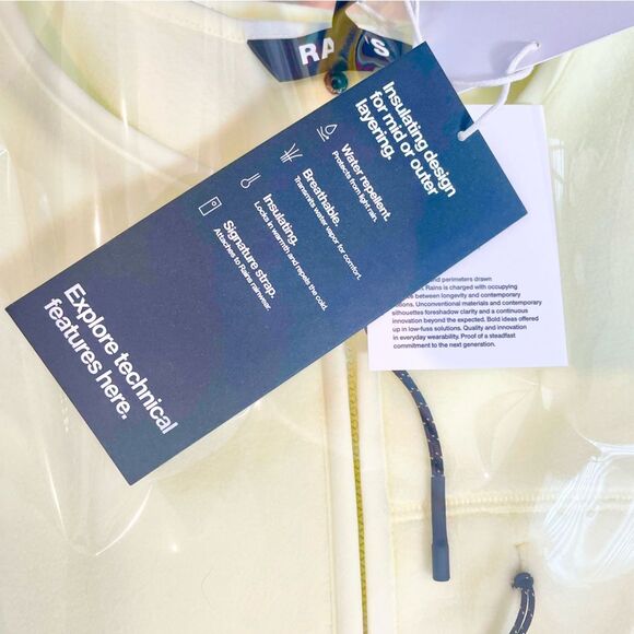 Rains Fleece Vest Straw Yellow Sleeveless Pockets Jacket Liner NWT NEW Medium - Picture 15 of 16